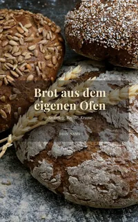 Beispiel-Cover „Brot aus dem eigenen Ofen“ mit der Vorlage Feine Küche: rustikale Brotlaibe und Weizenähren