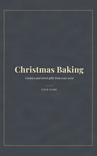 Beispiel-Cover „Christmas Baking“ mit der Vorlage Feine Küche: goldene Schrift und Zierrahmen auf Schiefer-Textur, ohne Foto