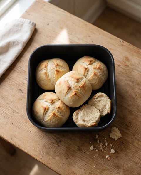 Brötchen aus dem Korb