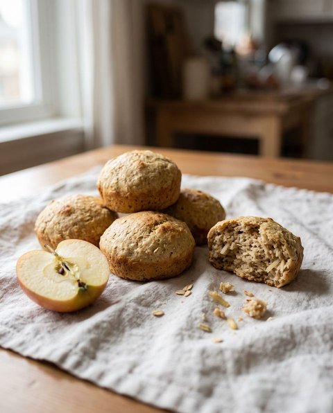 Haferflocken-Brötchen mit Apfel