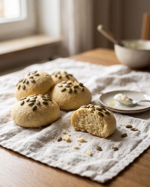 Quark-Kürbiskern-Brötchen